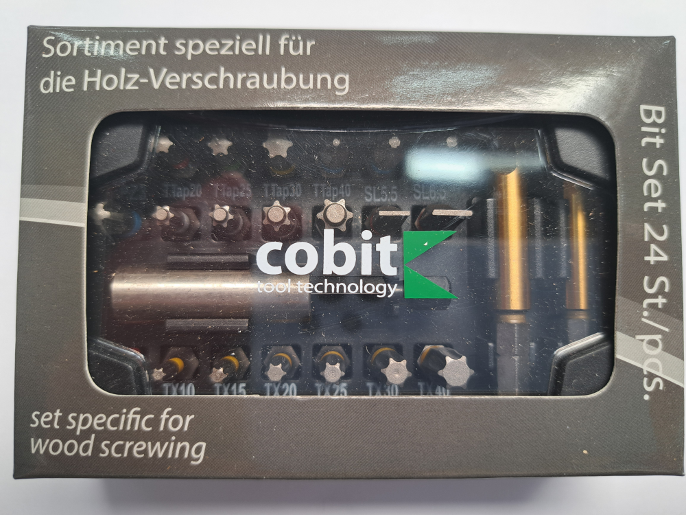 Bitset + bithouder 24-delig voor hout, kleurring, +2 schroevenuitdr.