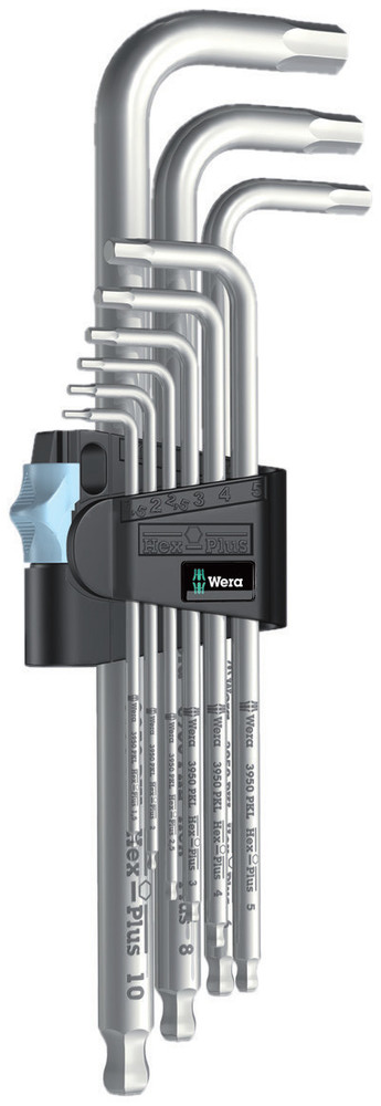 Haakse inbusset 1.5-10mm RVS kogelkop 9-delig, 3950PKL/9