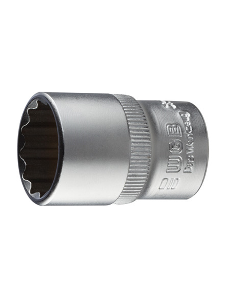 3/8" 12-kant dop, verchroomd, DIN 3124  16 mm