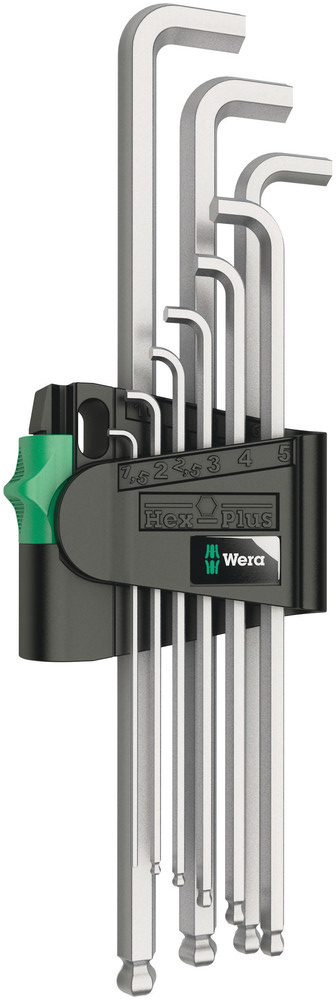 Haakse inbussl. set 1.5-10mm verchroomd 9-delig, SB-verpakking, 950 PKLS/9 SM SB