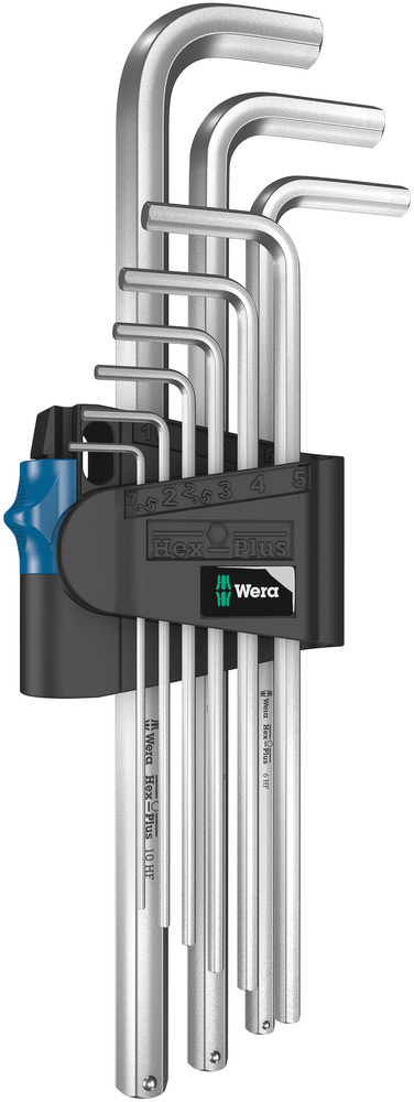 Inbussleutelset verchroomd 1,5-10mm 9-dlg vasthoudf. 950/9 L Hex-Plus HF 1