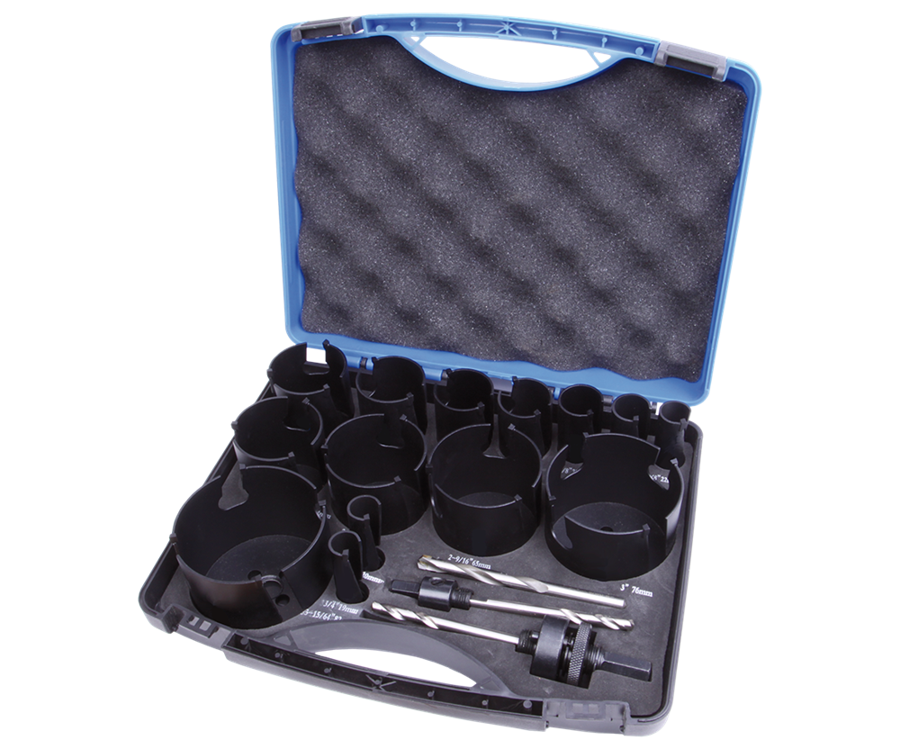 Gatzagenset Bi-Metaal 16-delig Combi 19-76mm kunststof koffer