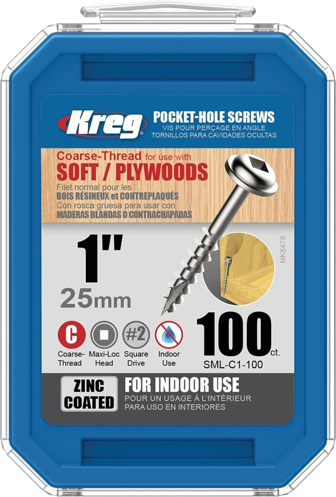 Kreg PH schroeven 25 mm verzinkt Maxi-Loc grof schroefdraad 100 stuks