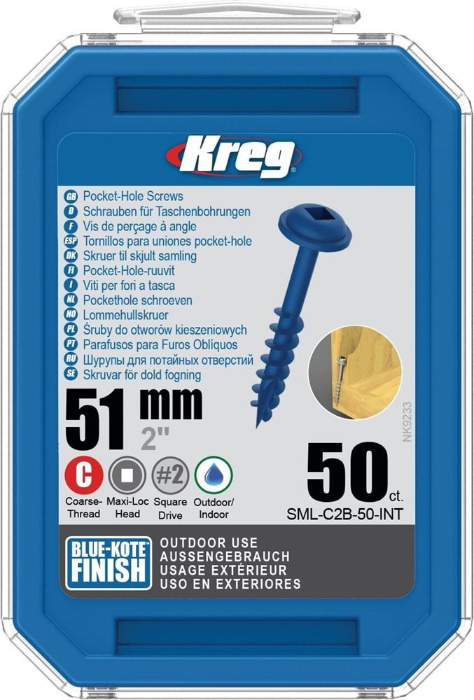 Kreg PH schroeven 51 mm blauw gecoat Maxi-Loc grof schroefdraad 50 stuks