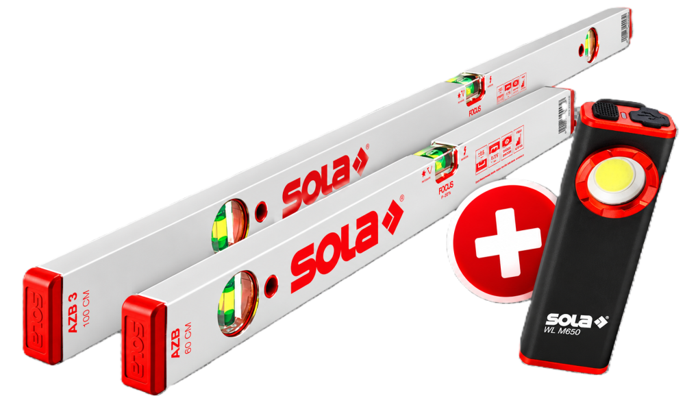 Waterpas set 1xAZB60 1xAZB100 1 gratis werklamp WLM650